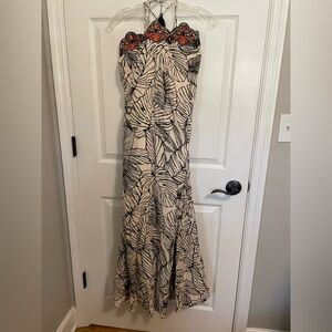 Leaf Print Maxi Dress